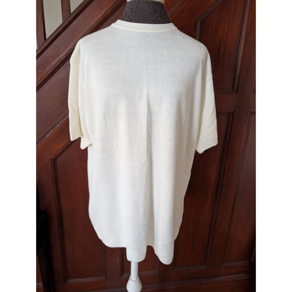 Vintage Heirloom Collectibles White Short-Sleeve Sweater 2X Acrylic Plus Size